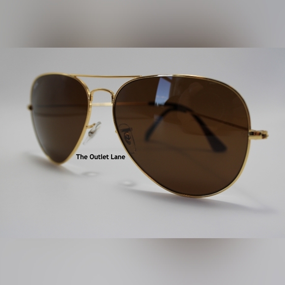 Model Display RayBan Aviator Brown Lens RB3025 Gold Frame - Picture 7 of 16